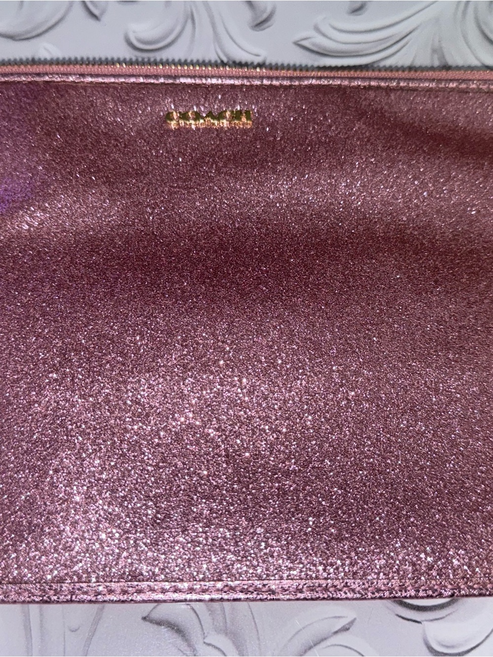 Coach Legacy Flap Glitter Clutch Rose Pink
